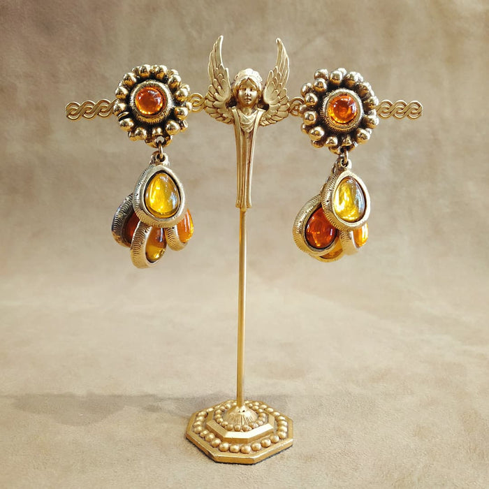 Amber Glass Drop clip on earring by Satellite Paris - The Hirst Collection