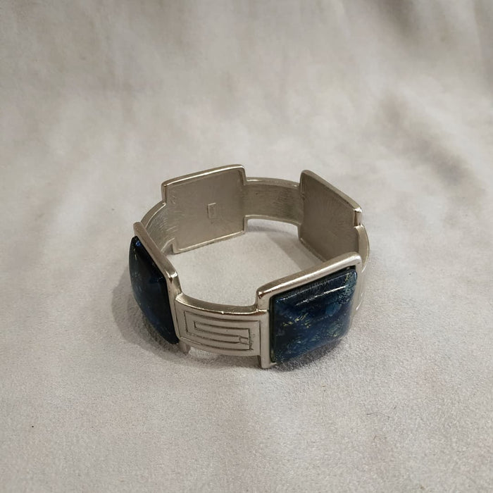 Yves Saint Laurent Silver Blue Bracelet with Dichroic Glass - The Hirst Collection