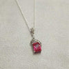 Art Deco Ruby Crystal  Silver Pendant - The Hirst Collection