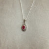Ruby Crystal Pendant Necklace Silver Marcasite - The Hirst Collection