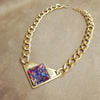 Yves Saint Laurent Vintage Necklace Gold Pink Purple Dichroic Glass Statement - The Hirst Collection