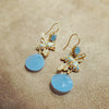 Askew London Bee Earrings Blue Crystal Glass Gold Unsigned - The Hirst Collection
