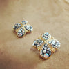Jacky De G Chunky Vintage Gold Quatrefoil Earrings - The Hirst Collection