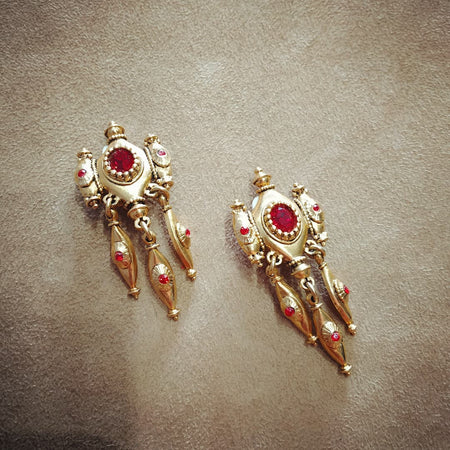 Red Chandelier Statement Earrings by Abbey Road - The Hirst Collection