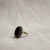 Oval Black Onyx Cocktail Ring Silver Marcasite - The Hirst Collection