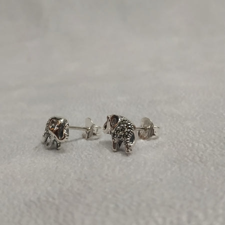 Silver Marcasite Elephant studs Earrings - The Hirst Collection