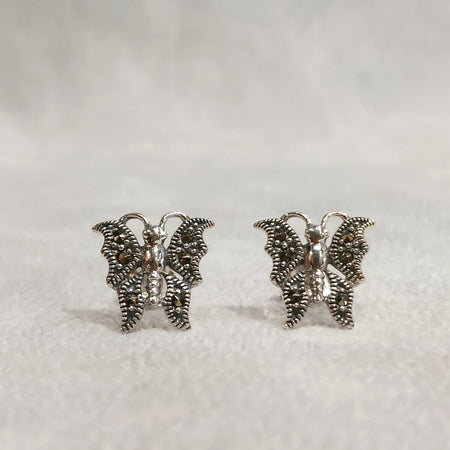 Silver Marcasite Butterfly studs Earrings - The Hirst Collection