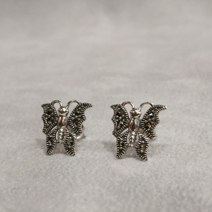 Silver Marcasite Butterfly studs Earrings - The Hirst Collection