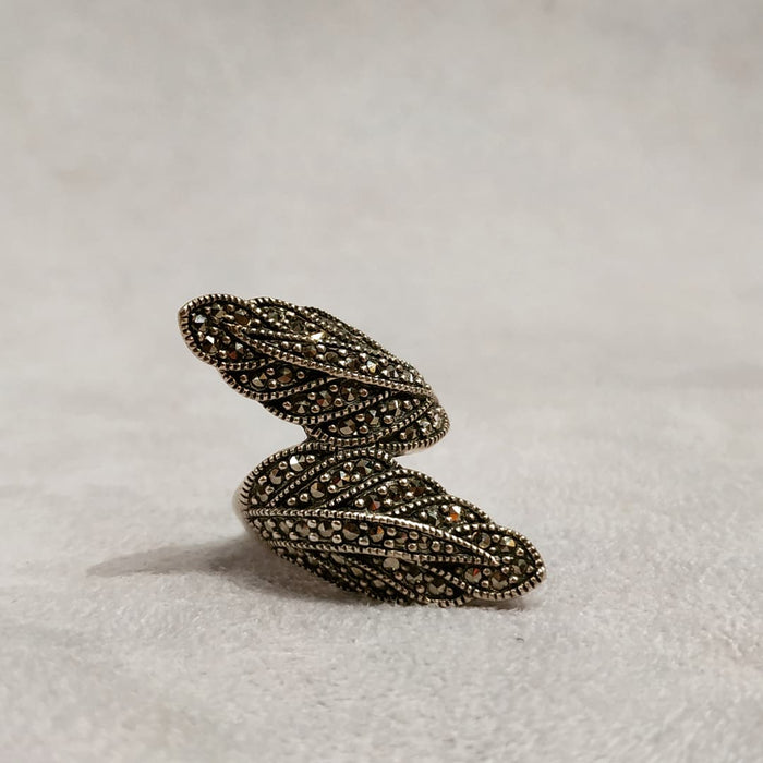 Leaf Ring Silver Marcasite - The Hirst Collection