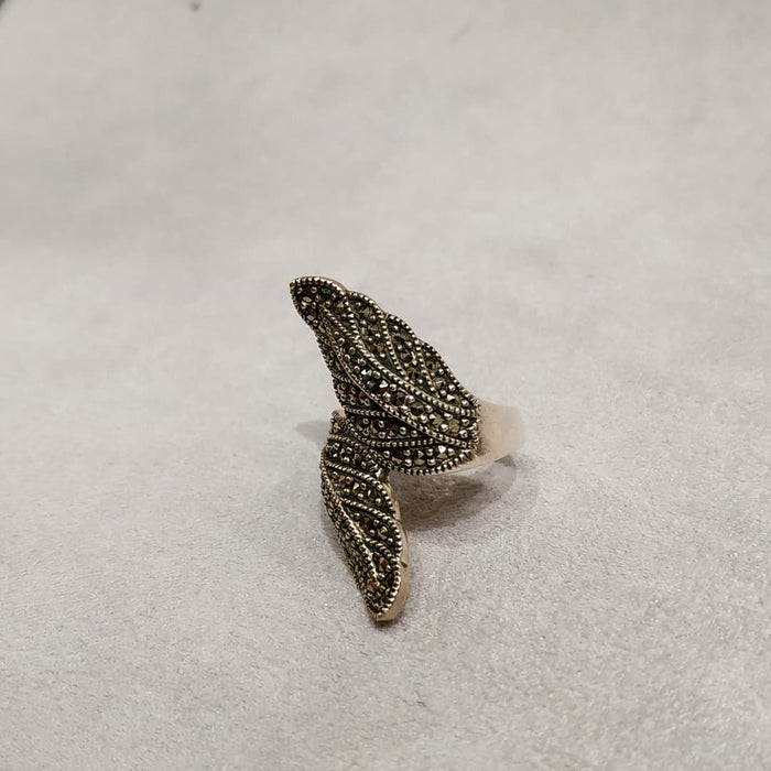 Leaf Ring Silver Marcasite - The Hirst Collection