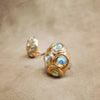 Jacky De G Chunky Vintage Opaline  Gold Round Earrings - The Hirst Collection
