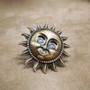 Sun face starburst brooch in bronze pewter by JJ - The Hirst Collection