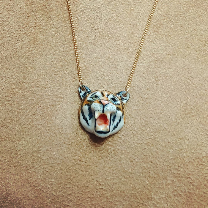 Roaring Tiger necklace by And Mary in porcelaine - The Hirst Collection