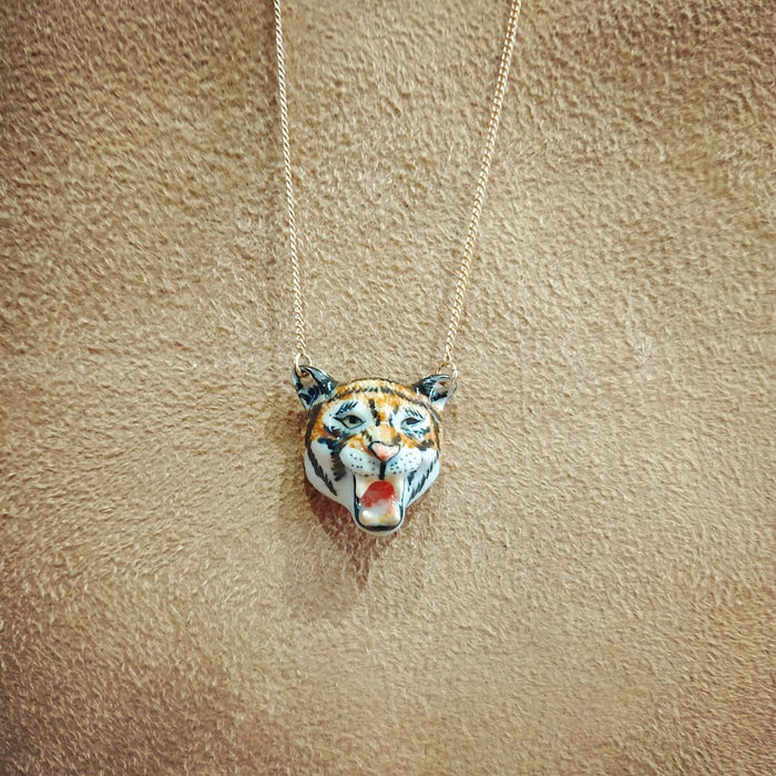 Roaring Tiger necklace by And Mary in porcelaine - The Hirst Collection