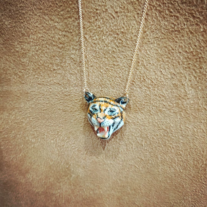 Roaring Tiger necklace by And Mary in porcelaine - The Hirst Collection