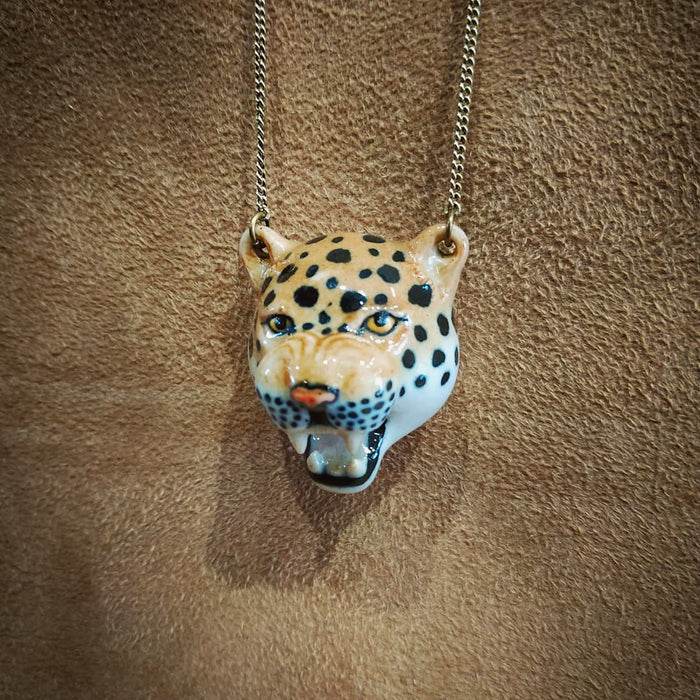 Roaring Leopard necklace by And Mary in porcelaine - The Hirst Collection