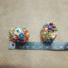 Kenneth Jay Lane Multi coloured Floral enamel Half hoop Vintage Clip on Earrings - The Hirst Collection
