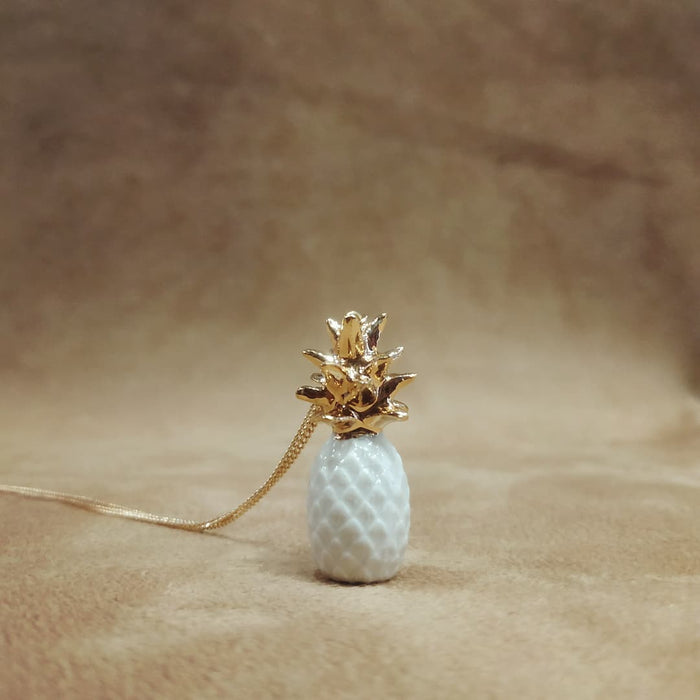 Pineapple Charm Necklace white and gold by AndMary - The Hirst Collection