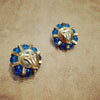 Cobalt Blue Beaded and Crystal Earrings Gold Plated Clip on - The Hirst Collection