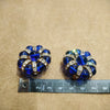 Cobalt Blue Beaded and Crystal Earrings Gold Plated Clip on - The Hirst Collection