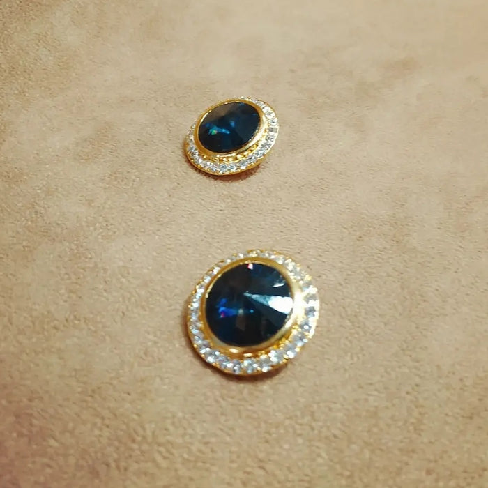 Sapphire blue round clip on earrings