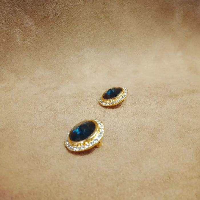Sapphire blue round clip on earrings