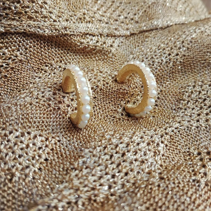 Vintage seed pearl hoop earrings