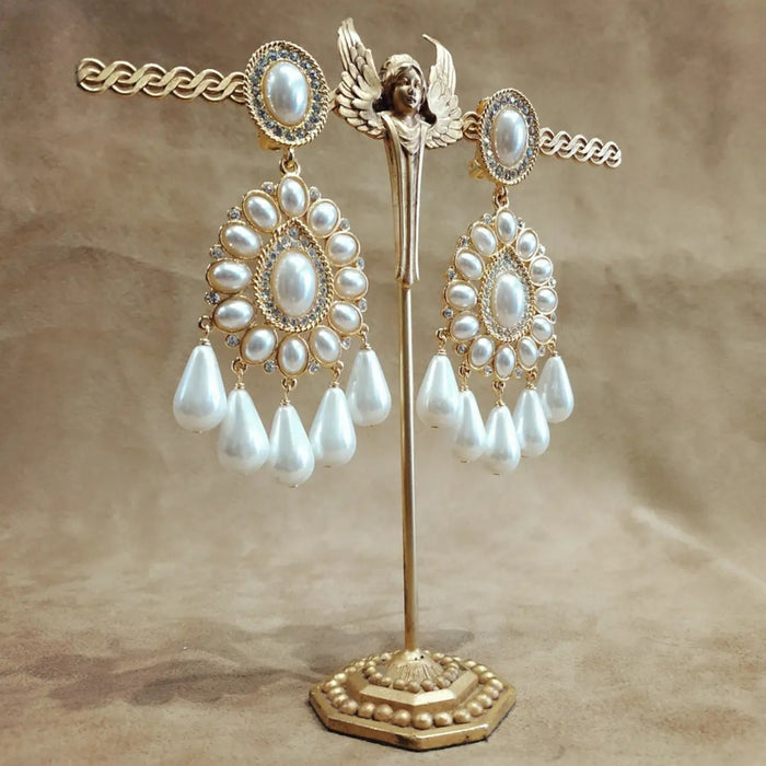 Kenneth Jay Lane Pearl Chandelier Earrings