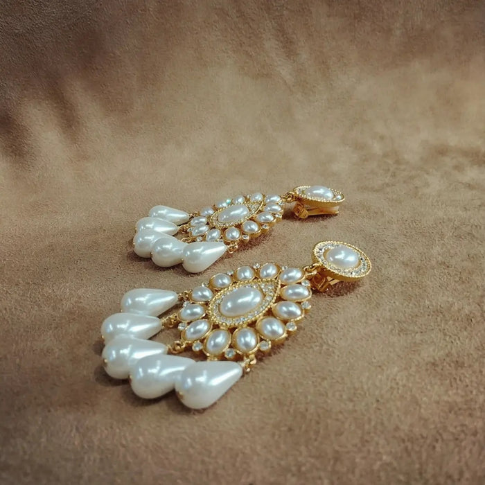 Kenneth Jay Lane Pearl Chandelier Earrings