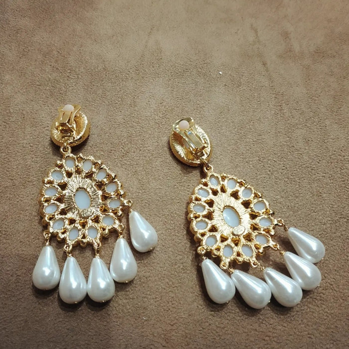 Kenneth Jay Lane Pearl Chandelier Earrings