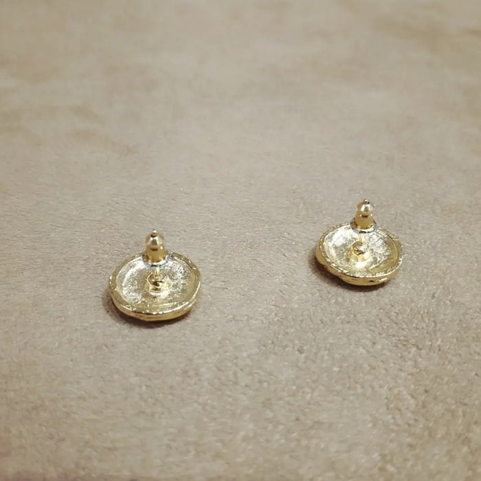 Vintage small swirly rim black studs earrings