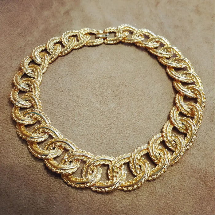 Statement Textured Chunky Vintage Gold Chain Necklace