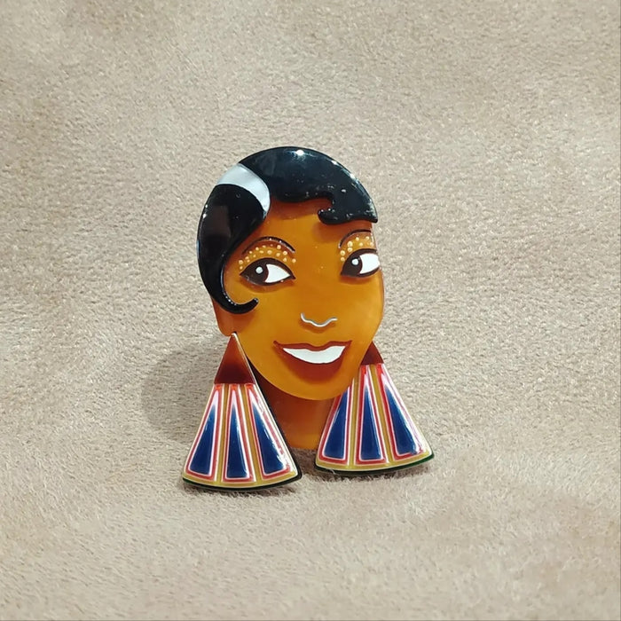 Lea Stein Indian Deco Lady brooch
