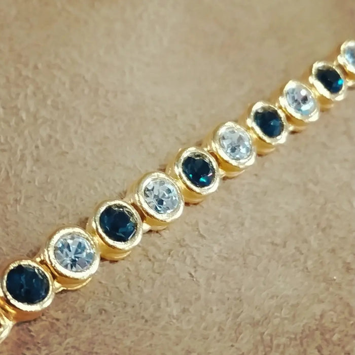 Small Round Sapphire Blue Gold Tennis Braclet