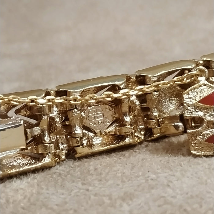 Balenciaga Brown Gold chequered vintage bracelet