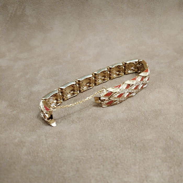 Balenciaga Brown Gold chequered vintage bracelet