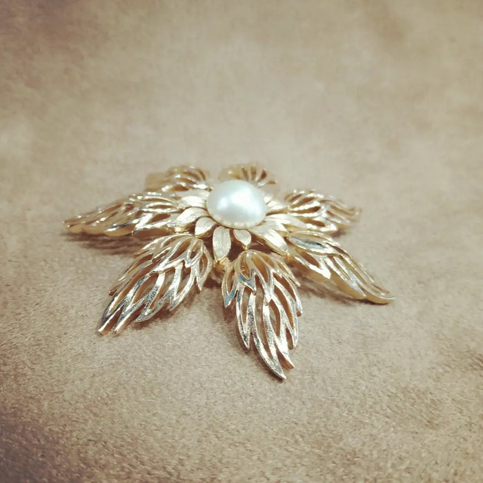 Trifari Statement Vintage Pearl Flower Brooch