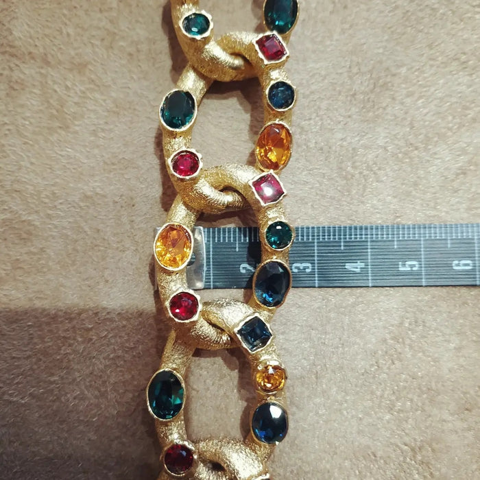 Kenneth Jay Lane Multi Coloured Jewelled statement chain necklace