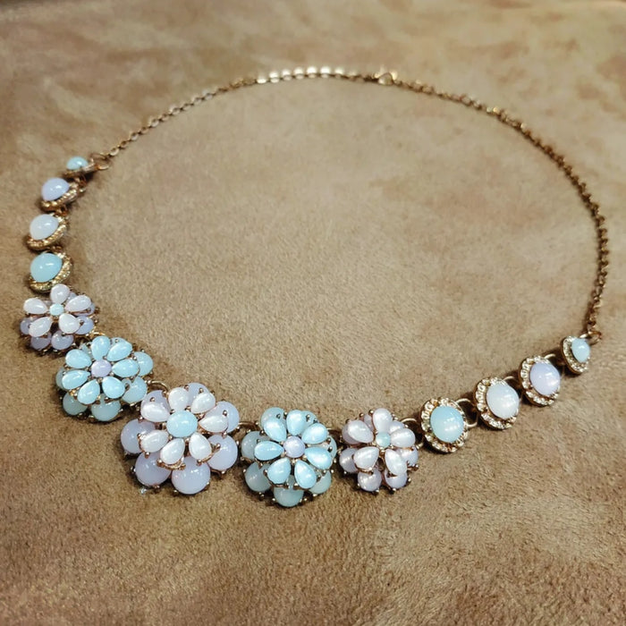 Pastel Blue and Pink Floral Necklace