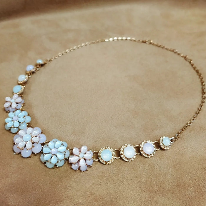 Pastel Blue and Pink Floral Necklace
