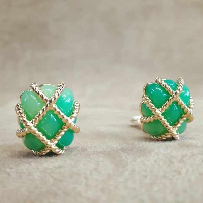 Kenneth Jay Lane Green Wired Earrings