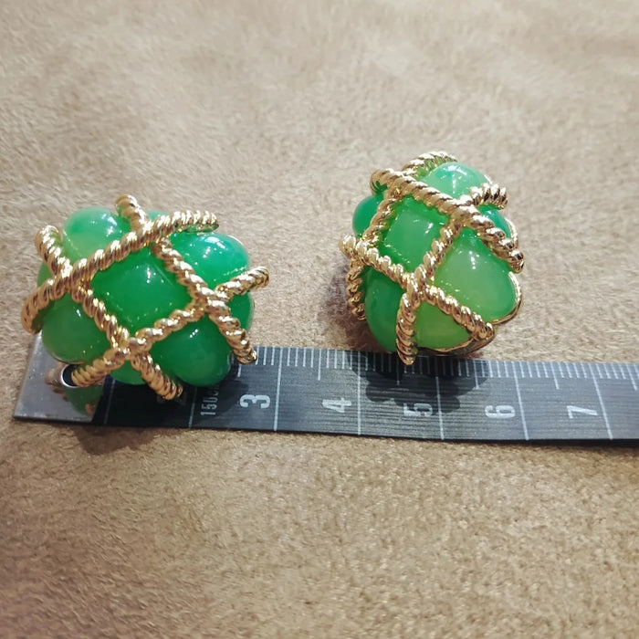 Kenneth Jay Lane Green Wired Earrings