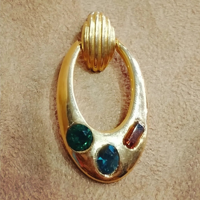 Vintage Multi coloured  Doorknocker Earrings