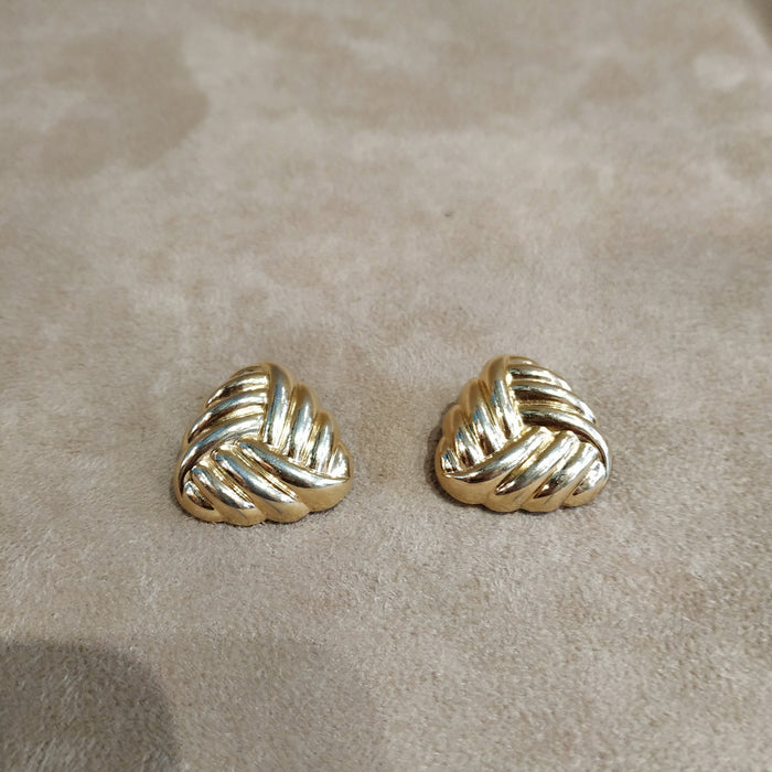 Christian Dior Triangular Knot Earrings vintage gold clip on