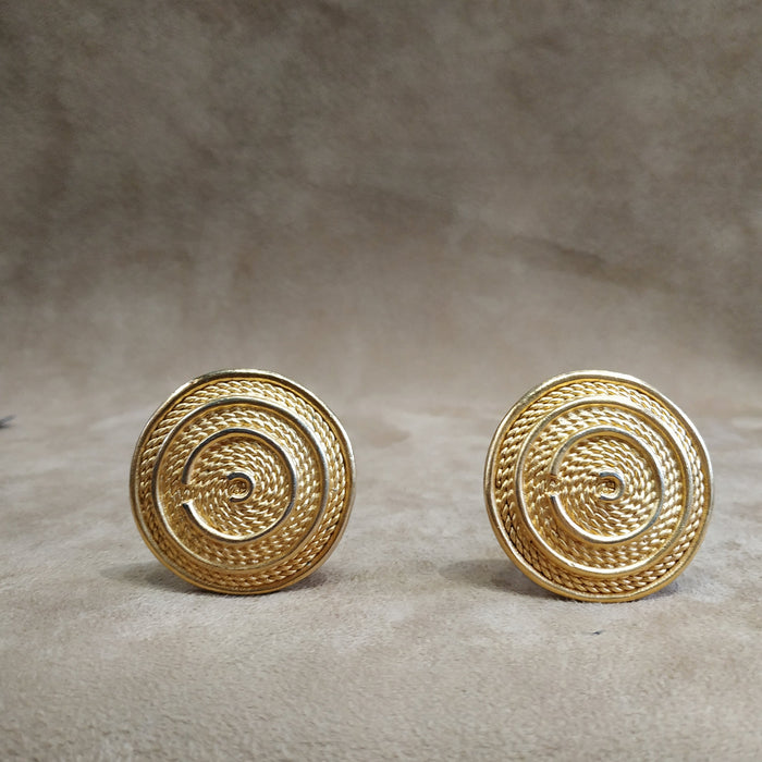 Christian Dior Big Round Gold Clip On Earrings