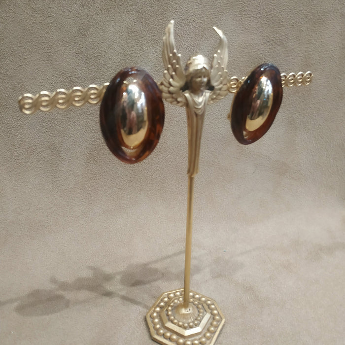 Dior Gold tortoiseshell acrylic  Oval vintage earrings