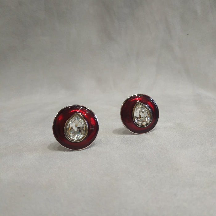Yves Saint Laurent Red enamel clip on earrings