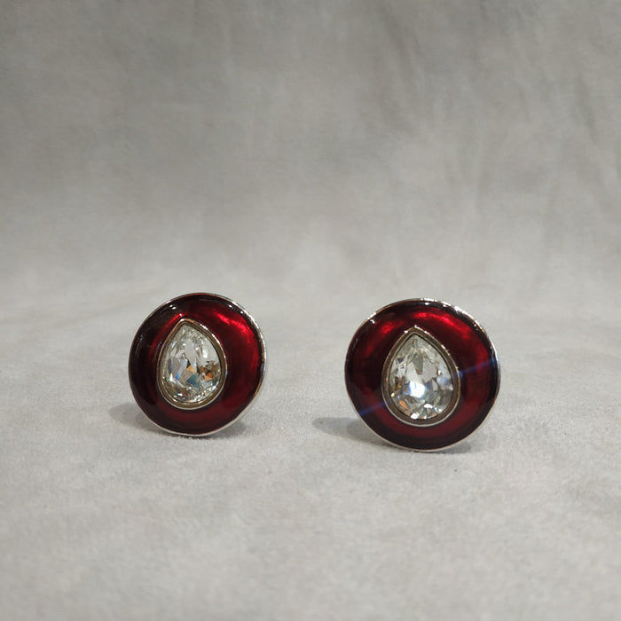 Yves Saint Laurent Red enamel clip on earrings