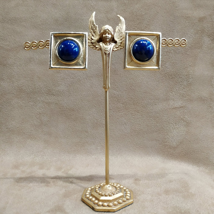 Balenciaga Vintage Square Lapis glass earrings