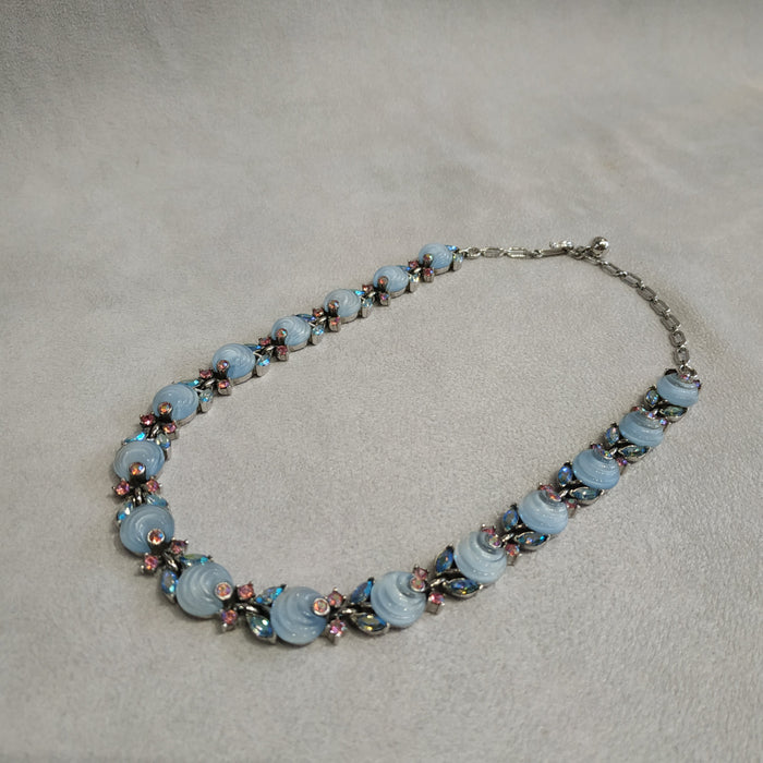 Vintage Trifari Cornflower Blue Berry Necklace